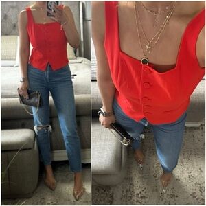 New❤️ Poppy Red Button-Front Vest